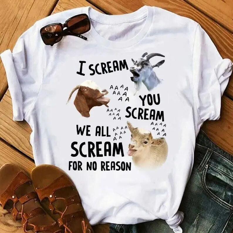 Goat I Scream You Scream We All Scream Senza Motivo Camicia, Camicia Amante Delle Capre, Divertenti Maniche Lunghe