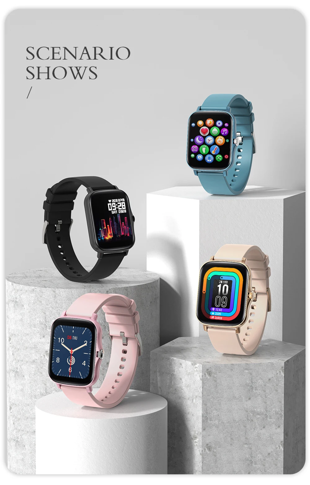 2021 M2 Y20 P8 Plus Smart Watch Men Rotate Button IP67 Smartwatch 1.7 Inch HD Screen Sports Women Smartwatch 24H Heart Rate Cloc