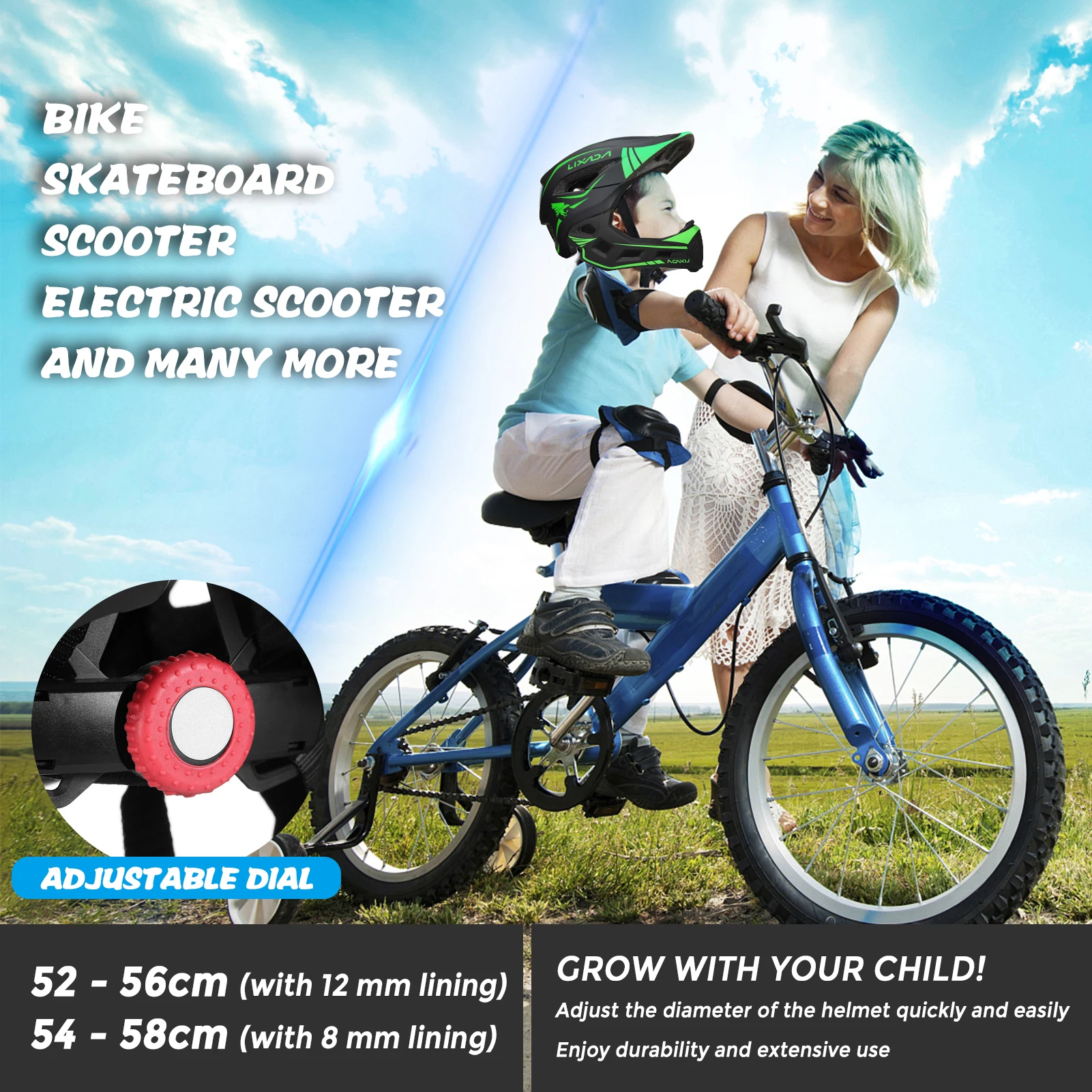 Lixada Kids Detachable Full Face Helmet Sports Safety Bike Helmet Protective Gear for Cycle Skateboarding Roller Skating Scooter 5