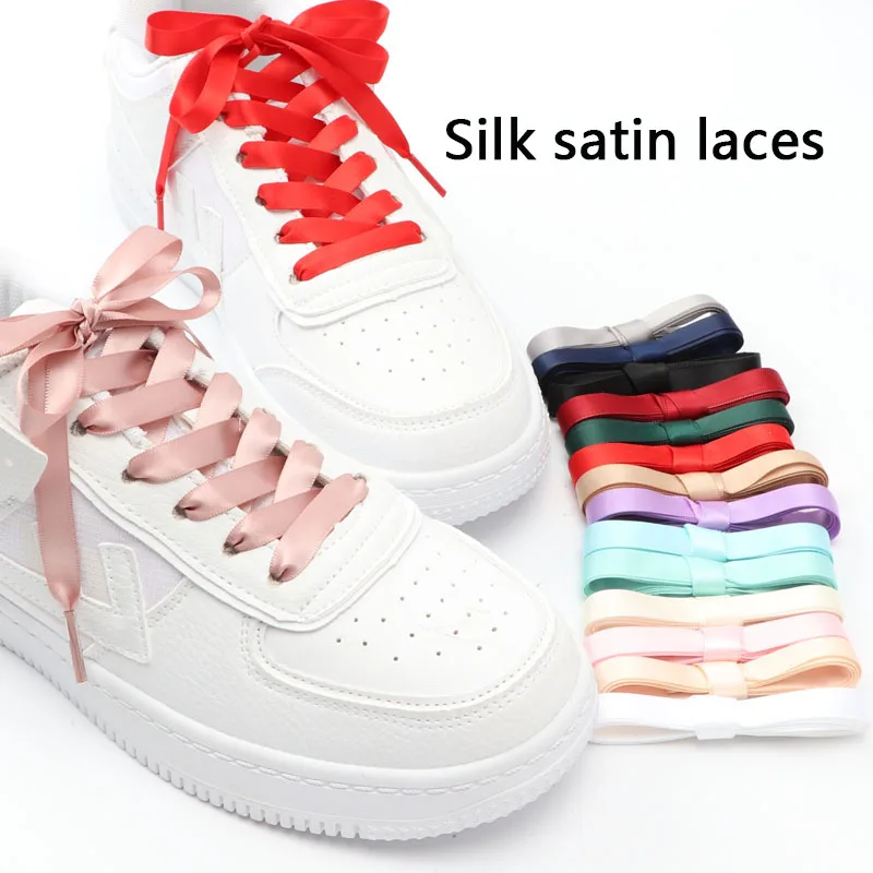 Silk Ribbon Shoe Laces Satin Flat Shoelaces Women Sneakers Shoelace Boots Laces for Shoes Decoration Casual Shoestring 1Pair
