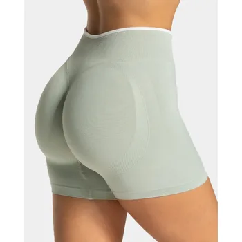 Women's Seamless Gym Color Blocking Sports Shorts High Elastic Tight High Waist Hip Lifting Yoga Pants Running Sports Shorts 1