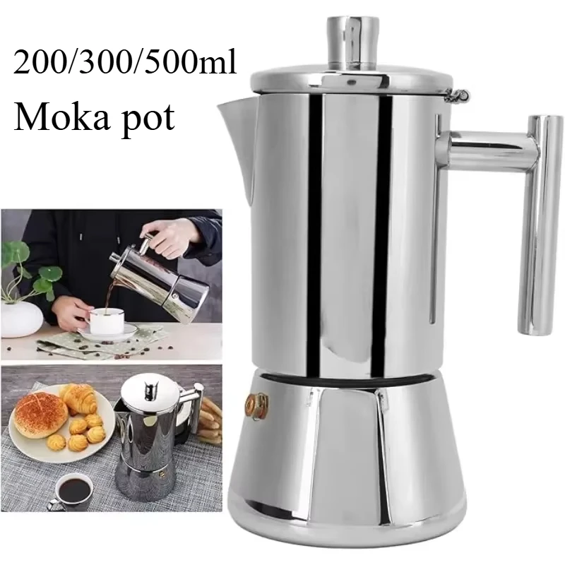 Stainless Steel Italian Coffee Machine Maker Classic Stovetop Coffee Maker Multiple Heating Moka Pot Home Use Easy Clean espresso coffee maker coffee maker coffee pot espresso maker