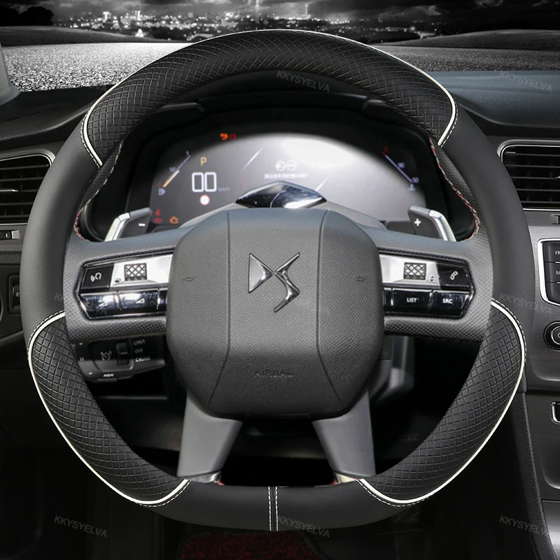 D Shape Car Steering Wheel Cover 38Cm Leather For Citroen C3-Xr C4 Sega C4L Elysee Ds3 Ds4 Ds5 Ds6 Ds7 Ds9 Auto Accessories