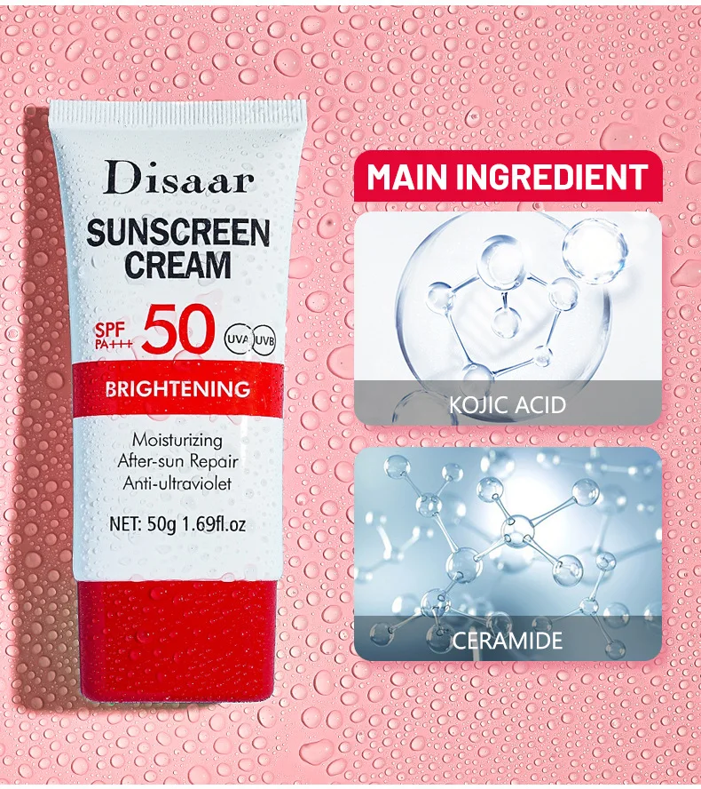 SPF50 Face Body Sunscreen Cream Long Lasting Waterproof UV Protector Sunblock Moisturizing Brightening Skin Protective Cream 50g