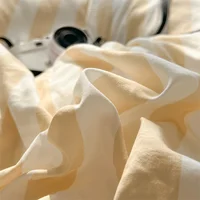 Washed Cotton Double Yarn Crepe Striped Quilt Set 3-4 Pillowcase with Sheet Bedding Cover Supplies 200x230 220x240 Skin Friendly 5