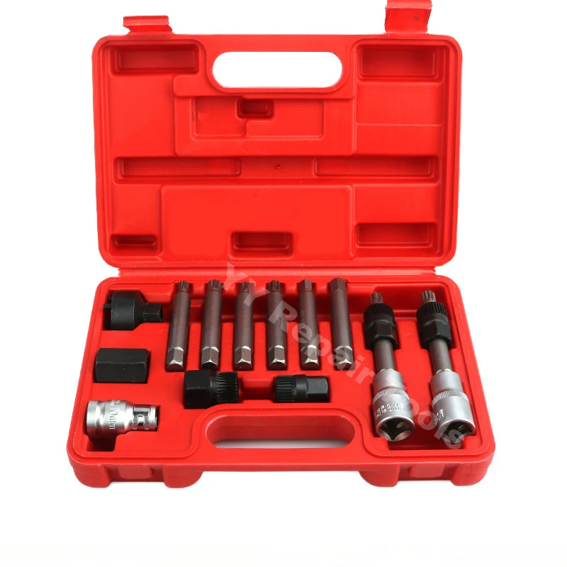 

13 Pcs Alternator Freewheel Pulley Tool Kit Car Belt Removal Wrench Tools For Mercedes Benz BMW
