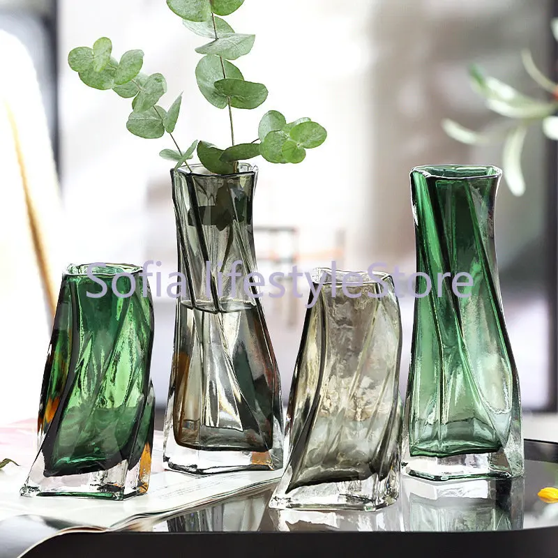 النمط الأوروبي الإبداعية هندسية الزجاج زهرية غرفة المعيشة زراعة المياه زهرة ترتيب ، زهرية الجدول الديكور الحلي