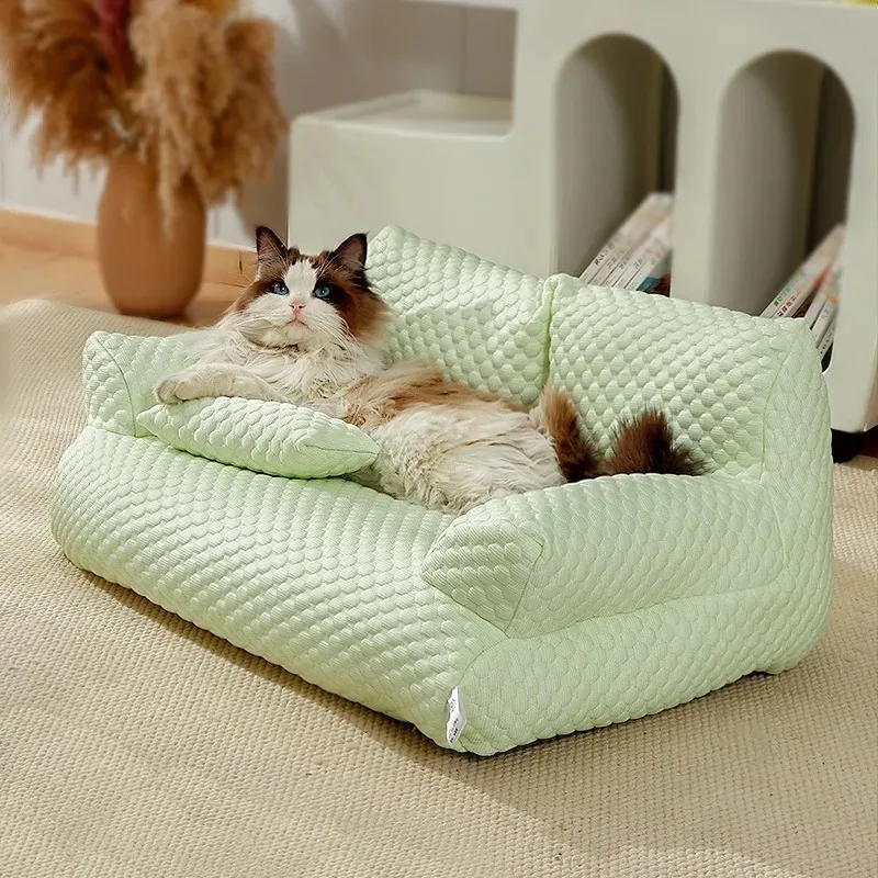 All Seasons Pet Bed Stable Shape Pet Bed Pet Sofa Bed Ice Silk Set for Small Medium Dogs Cats Summer Sleeping Comfort for Furry