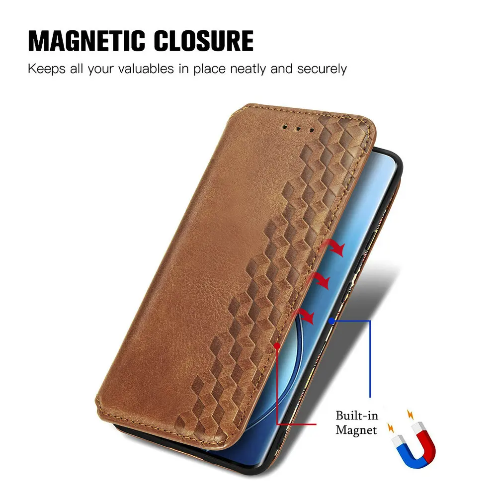Magnetic Flip Wallet Leather Case - 360° Protective Book Cover