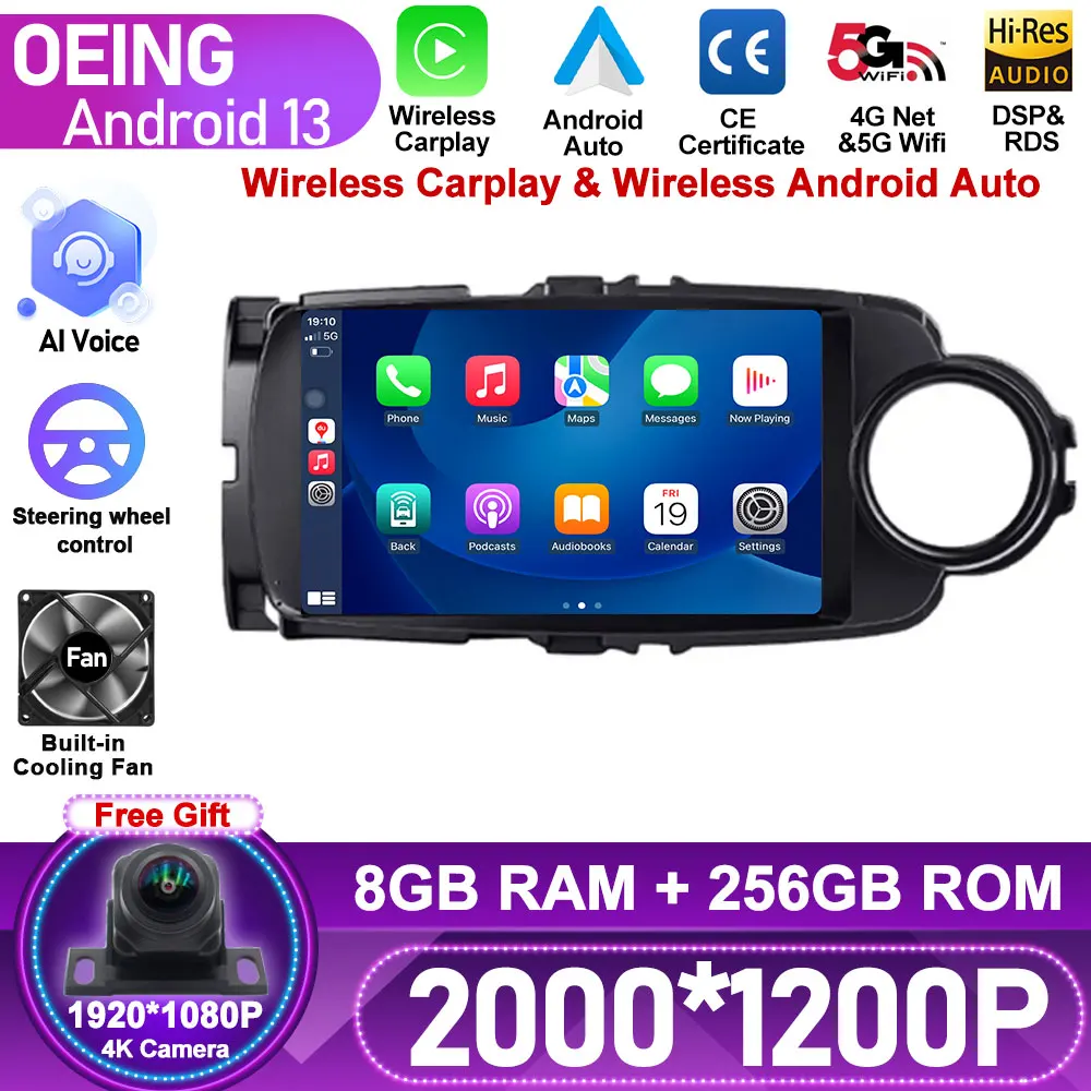 

For Toyota Yaris 2012 - 2017 RHD Android Auto Car Radio Autoradio GPS Navigation Multimedia Player Carplay Stereo 2 Din DVD HU