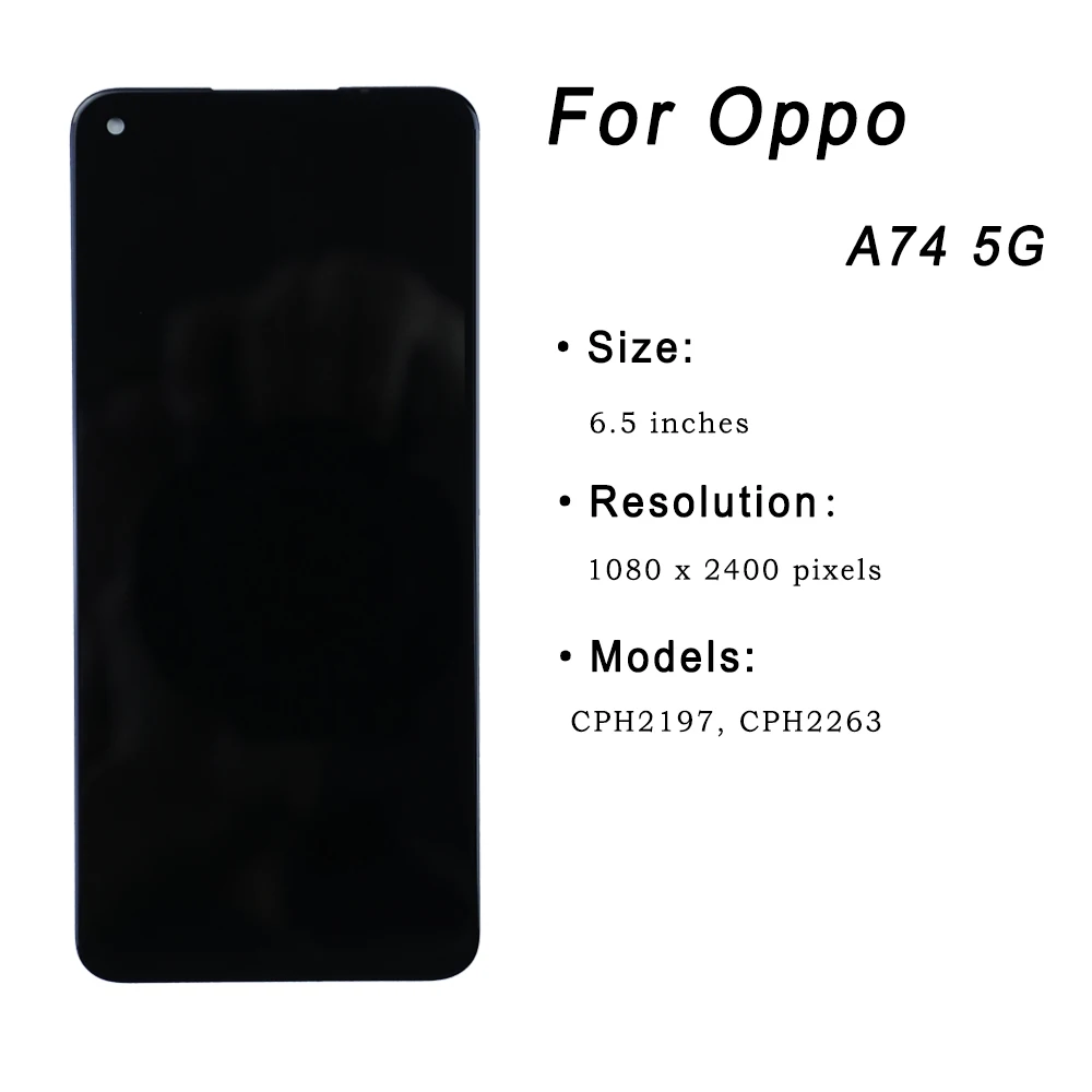 YHX-OU 6.5 inch Incell LCD for Oppo A74 5G Screen Repair Replacement Touch Screen Digitizer with Tools (Black