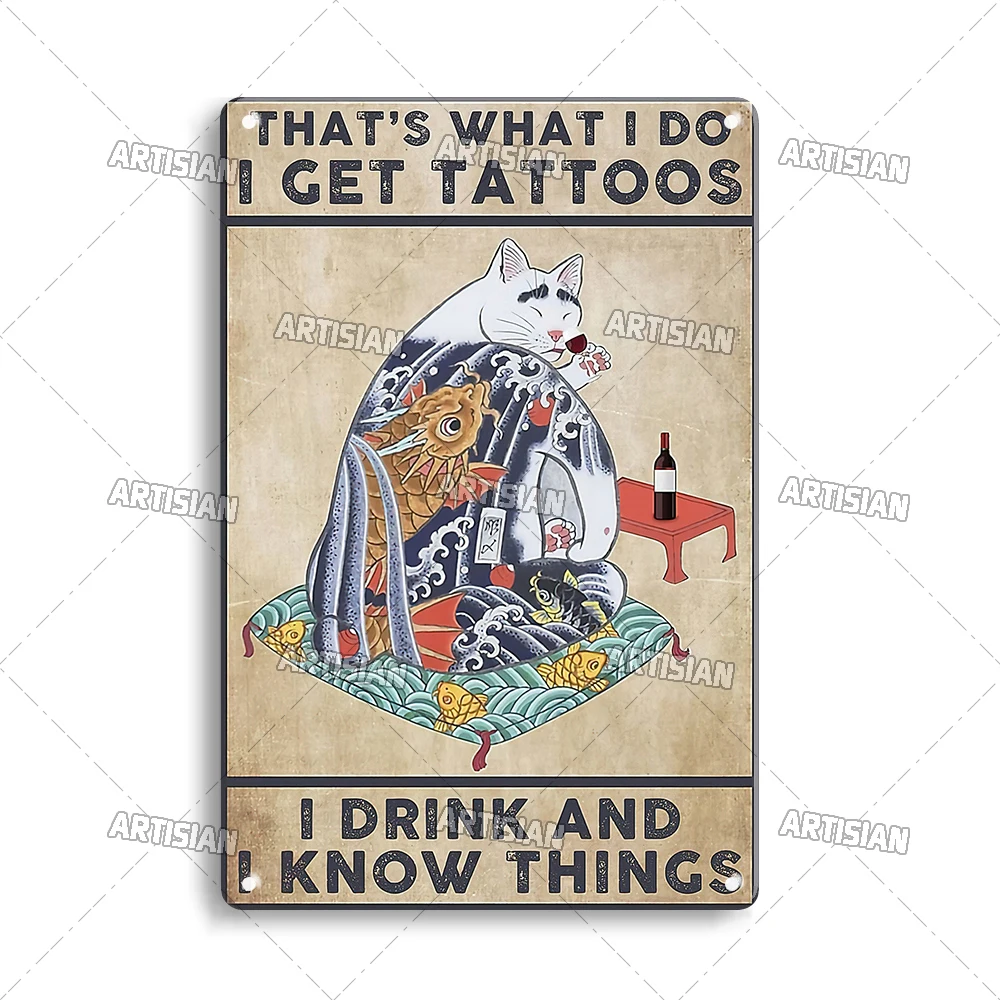 Targa In Metallo Retrò 'I Get Tattoos And I Know Things': Il Regalo Perfetto Per Tatuatori E Amici!