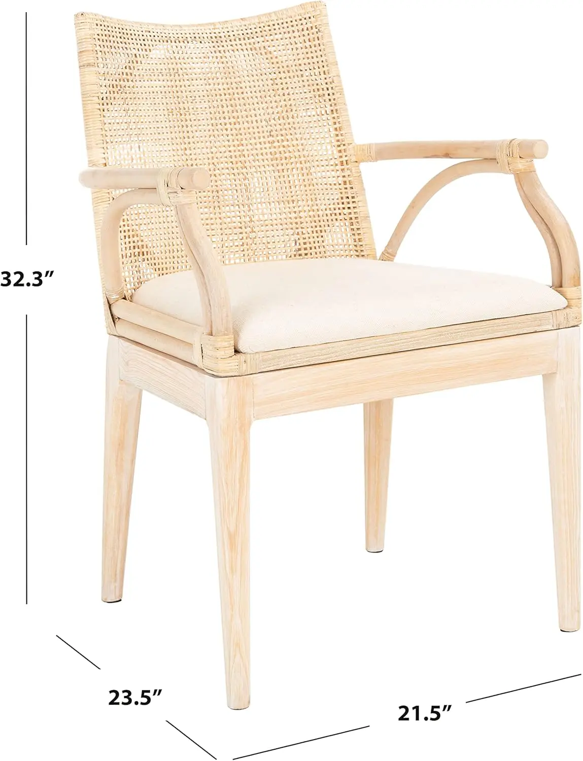 Gianni Natural Wash Arm Chair with White Cushion 2