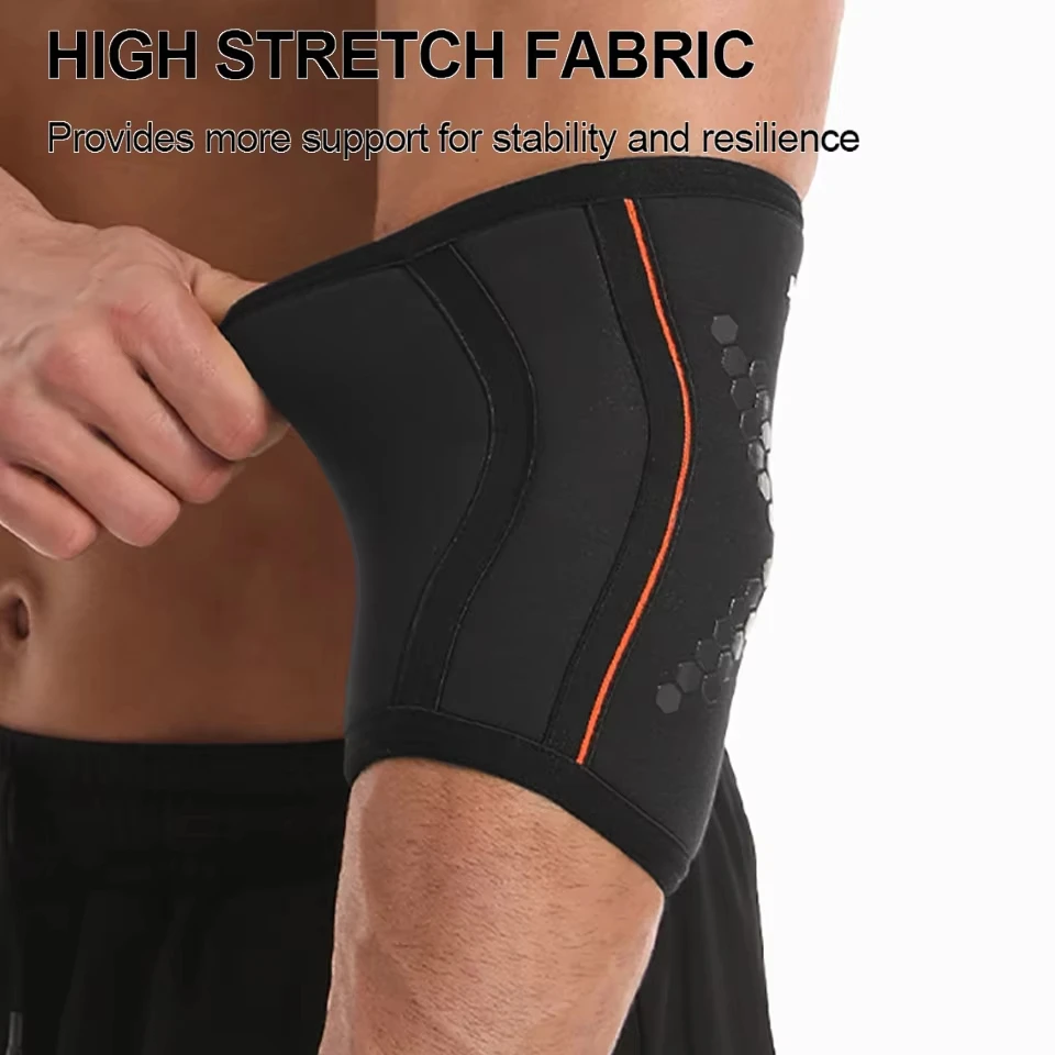 1 Stück 7mm Ellbogenschoner, verstellbar, stoßfest, für Gewichtheben, Fitness, verhindert Verstauchungen, Sehnenscheiden-Schutz – Detail 3