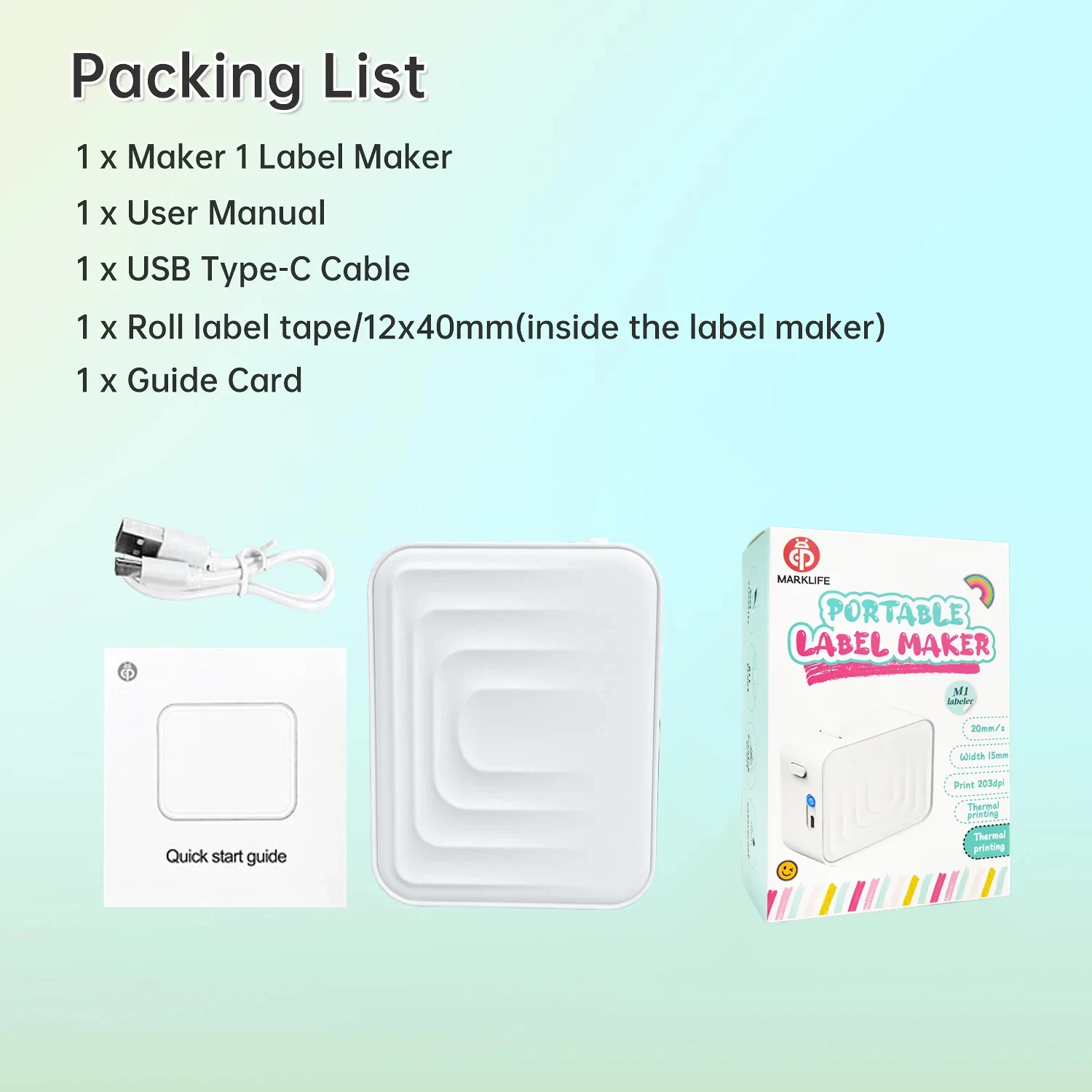 Marklife M1 Mini Self-adhesive Label Printer Portable Thermal Printer Inkless Bluetooth Labeling Machine Stickers Labels Maker