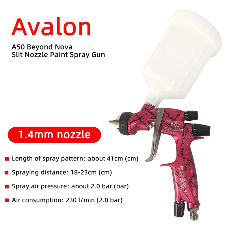 Avalon A50 Spray Gun Car Paint Spraying High Atomization U-shaped Nozzle 1.4 Caliber Upper Pot paint gun 3d printer original volcano nozzle 0 2 0 3 0 4 0 6 0 8 1 0 1 2mm for 1 75mm filament high flow big caliber lengthen copper