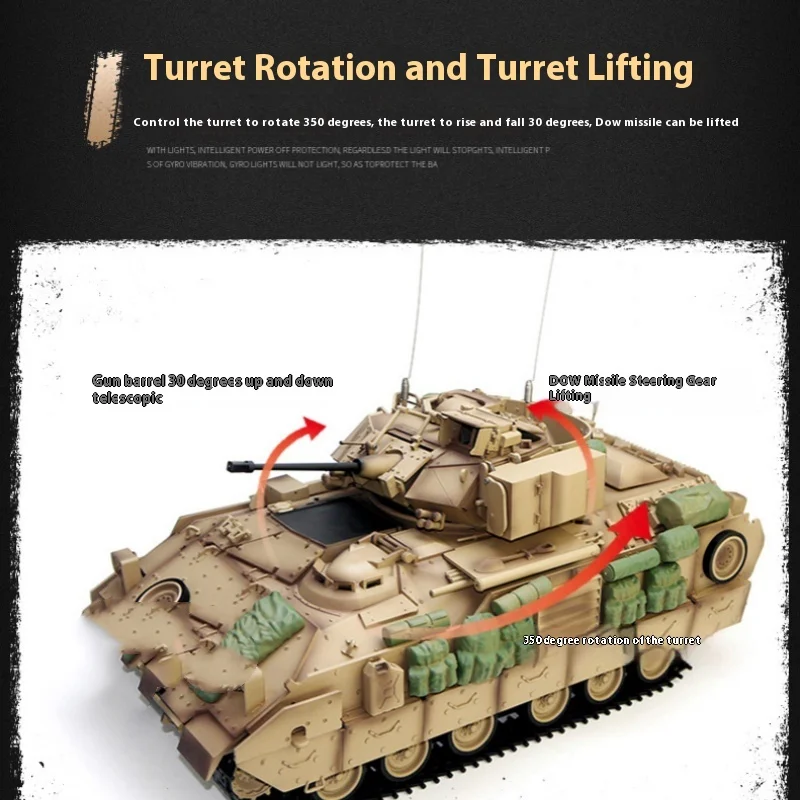 Rc Car Tank 2.4g1/16 Remote Control M2a2 Model Sound-light Tank Second Generation Motherboard Boy's Birthday Gift 6