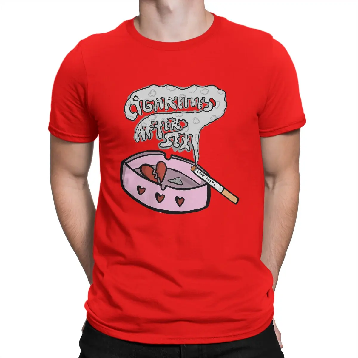 thumbnail image 1 of Camisetas de algodón puro para hombre, camisetas de cuello redondo, camisetas rosas A-Ariel de manga corta para adultos., 1 of 7