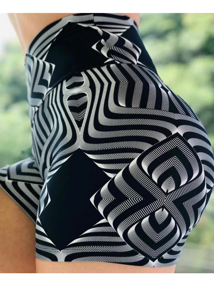New 3D Digital Printed Push Up Spandex Soft Workout Tights Women's Shorts for Summer Yoga Sports Sexy Running Gym Clothing
