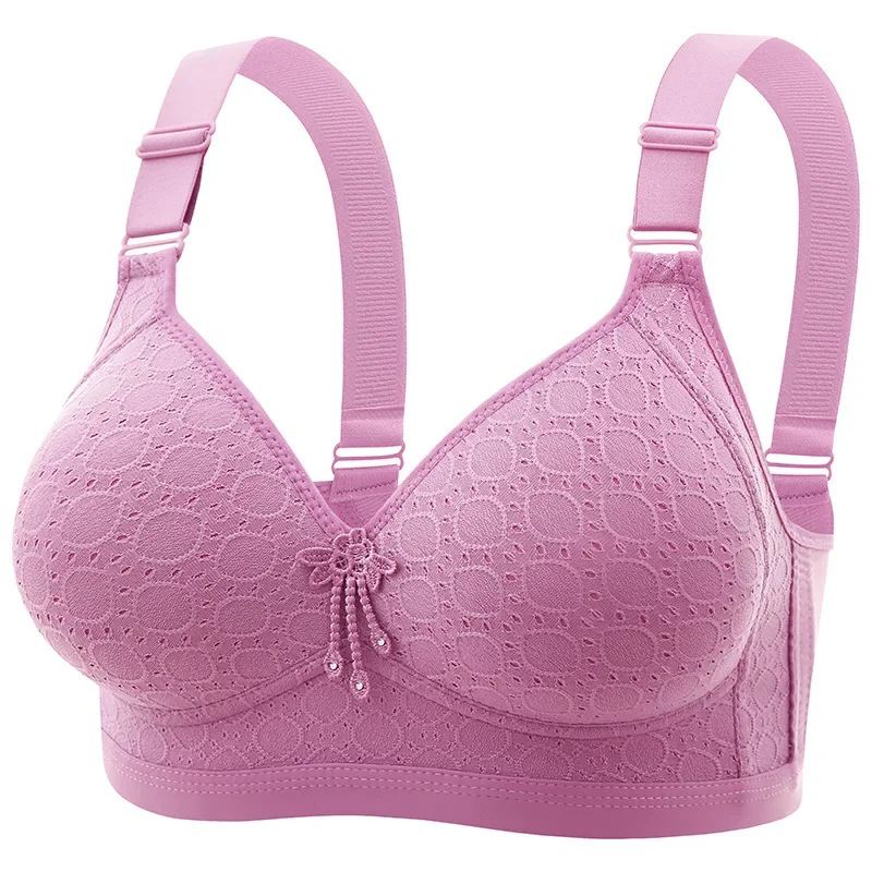 Large Size Full Cup Comfortable Women's Full-cup Bra No Steel Ring Sweat-absorbing Top Thin Mold Cup Soft Bras Mom Underwear