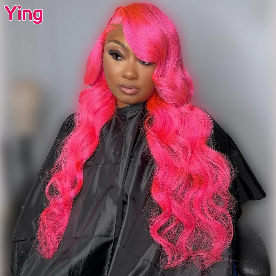 13x6 Full Lace Frontal Wig Human Hair Pink Body Wave 613 Pre