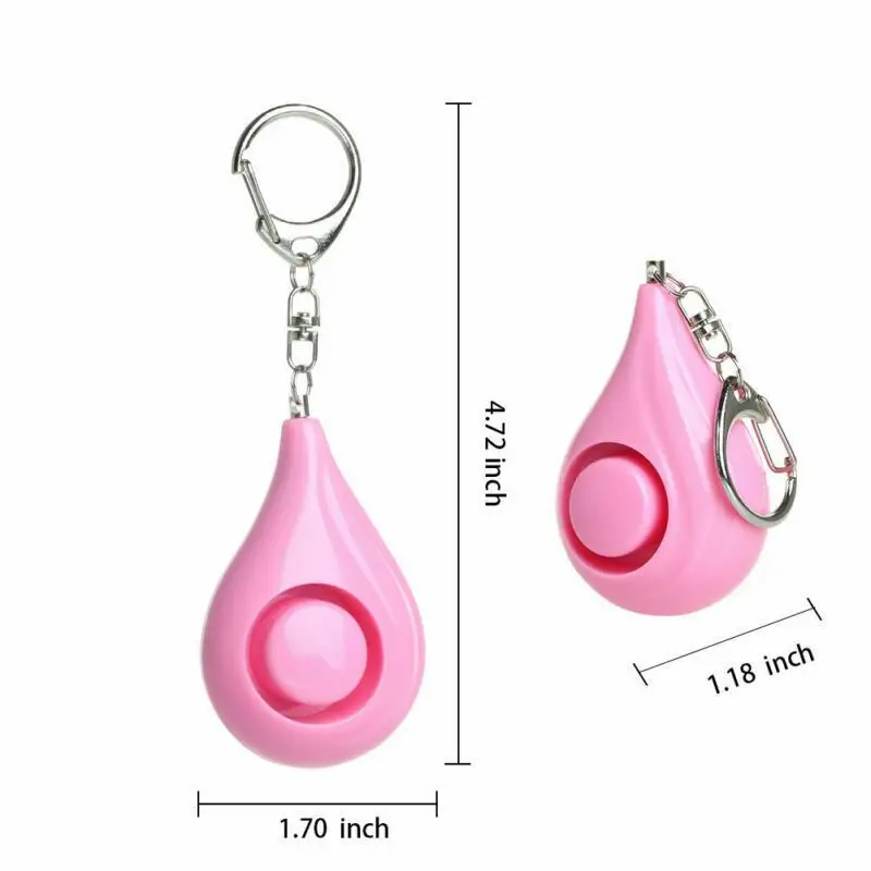 Portable Personal Alarm Water Drop Type Women's Anti-robbery Device Security Key Chain with Red Flashing Light Emergency Alert
