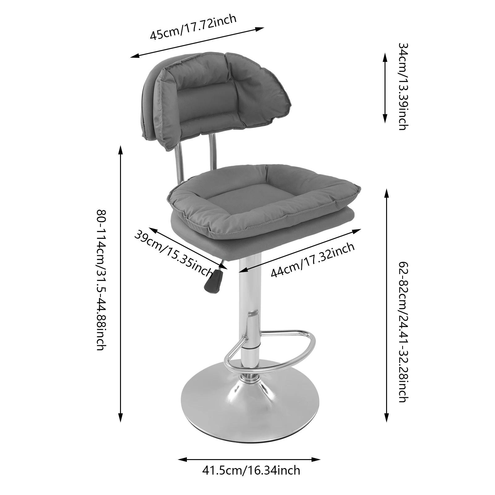 2-teiliger moderner Lift-Rückenlehnen-Drehstuhl, Computer-Lern-Barhocker, Büro-Bar, Nagelmöbel, Friseursalon-Hocker, Salon-Haarstuhl – Detail 7