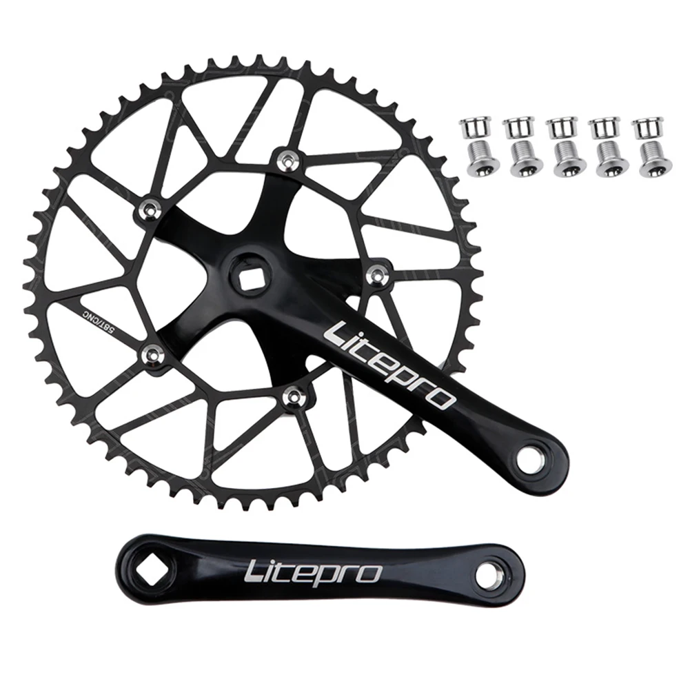 

Bicycle Crank Chainwheel Ultralight Hollow 130BCD 50-58T Crankset Chainring Bicycle 170mm Crank Aluminum Alloy Crank