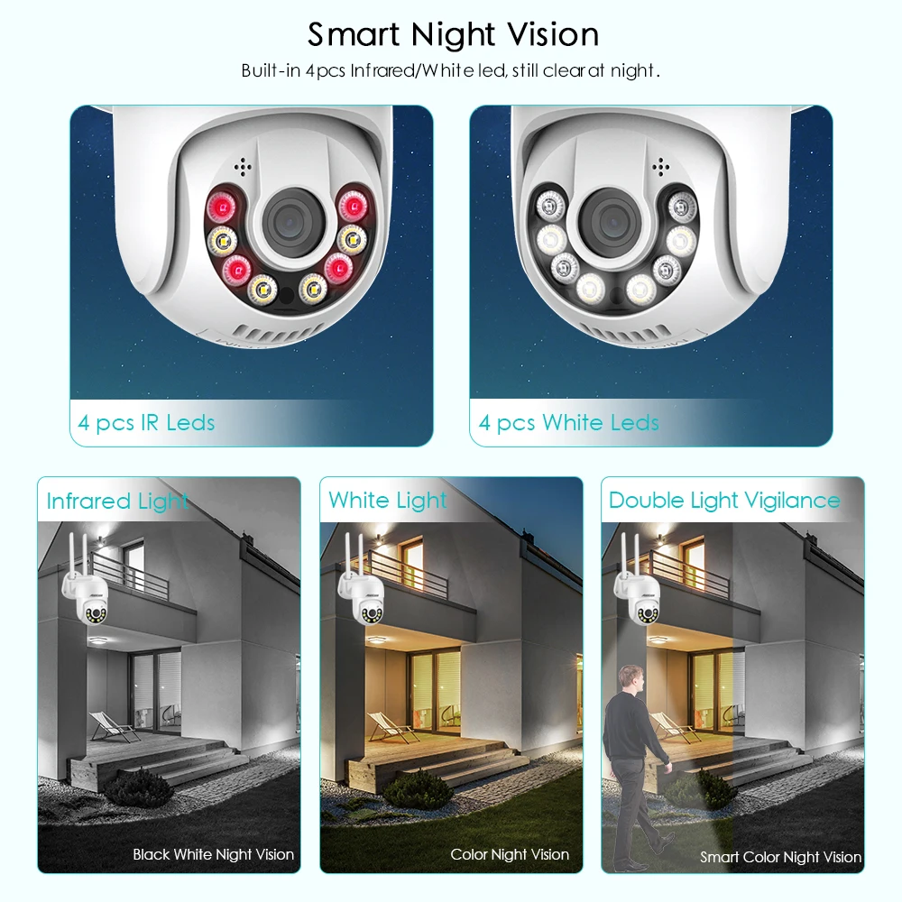 8MP 4K PTZ WIFI IP Camera Audio CCTV Surveillance Outdoor Night Color Wireless Waterproof Security Home AI Human Detection iCsee