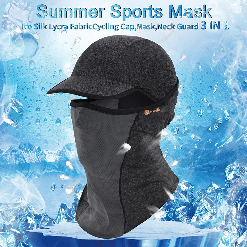WEST BIKING Cycling Mask Summer UV Protection Balaclava Glasses Face Breathable Hole Men Women QuickDrying Bicycle Ice Silk Mask