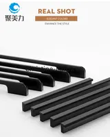 แฟชั่นสีดําซ่อนตู้จับอลูมิเนียมห้องครัวจับตู้ดึงลิ้นชัก Knobs เฟอร์นิเจอร์ประตูฮาร์ดแวร์ 5