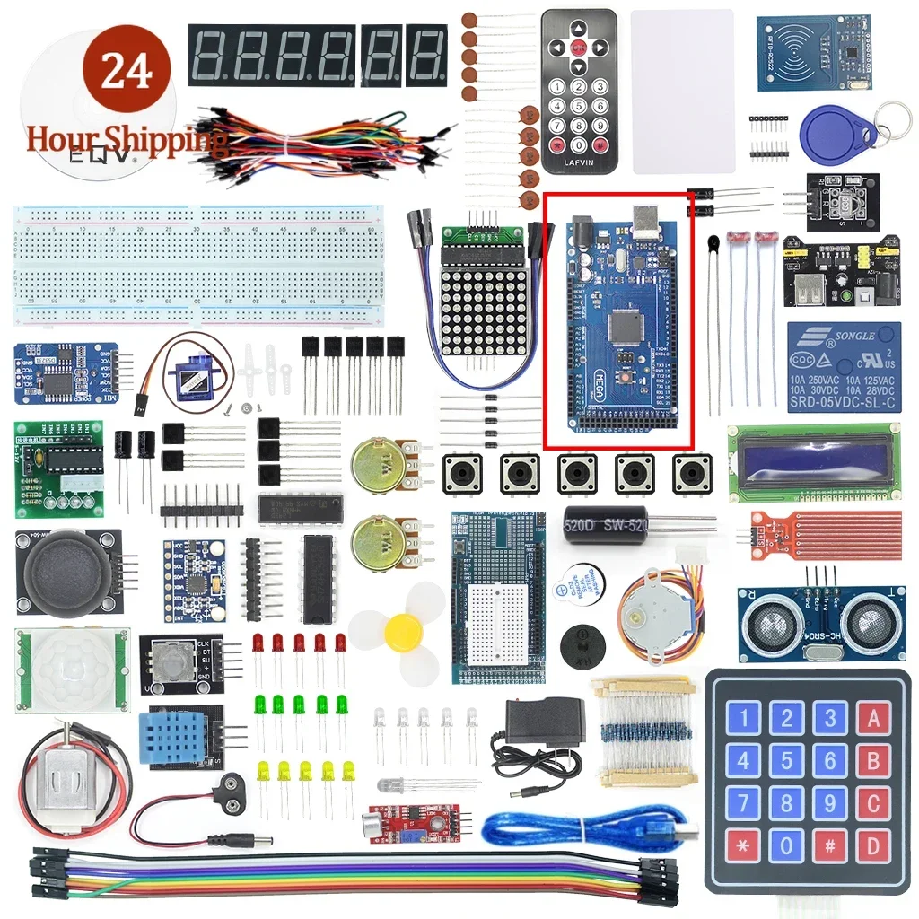 

EQV MEGA 2560 Project The Most Complete Starter Kit for Arduino Mega2560 Nano with LCD1602 IIC / Ultrasonic Sensor / Tutorial