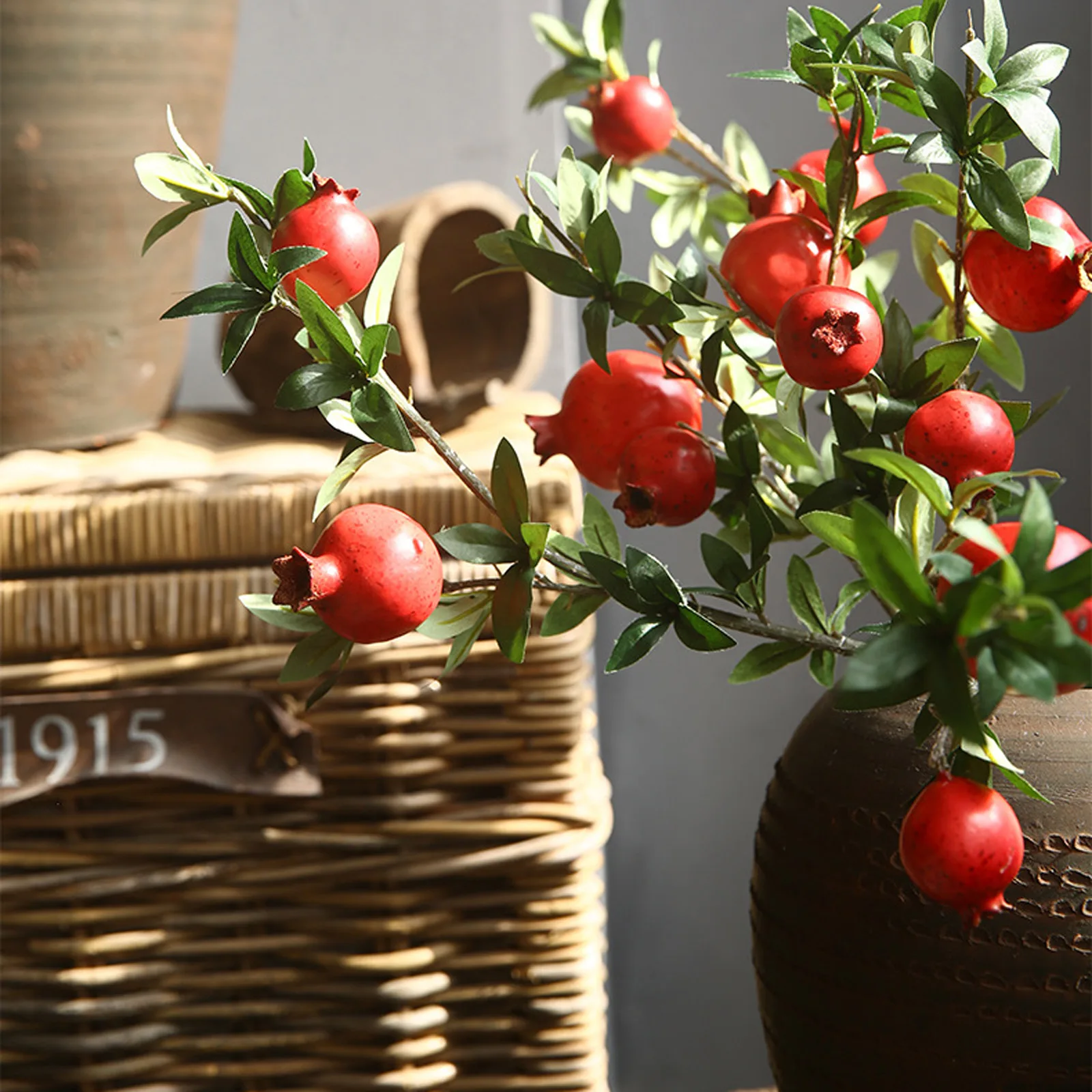 80cm 6 Head Artificial Pomegranate Branch Foam Simulation Fruit Fake Berries Home Wedding Vase Decoration Photograph Prop