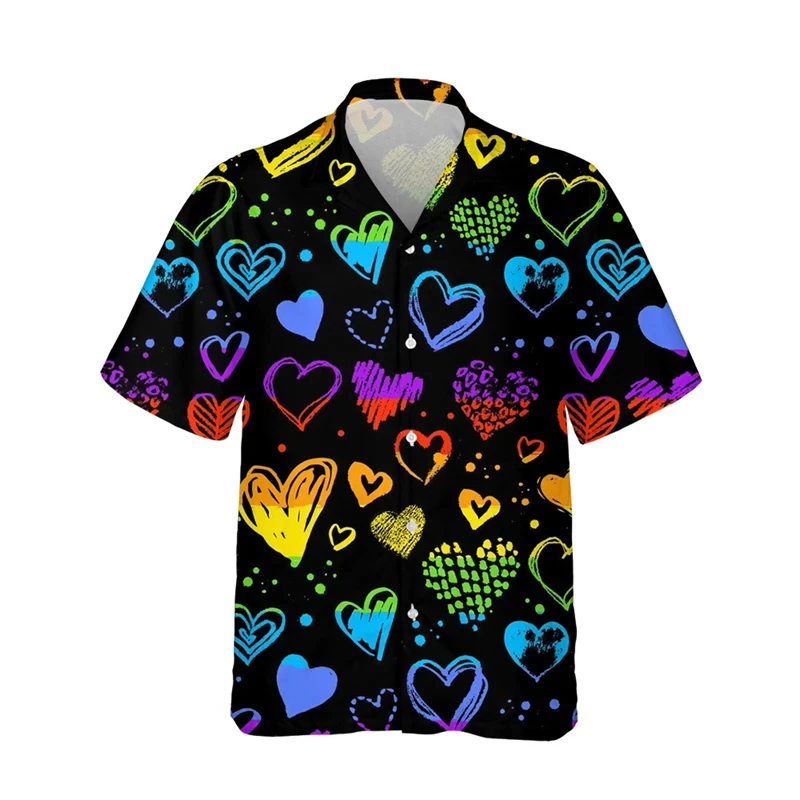 thumbnail image 1 of Camisetas con la bandera del arcoíris LGBT para hombres y mujeres, camisetas con estampado 3D, personalidad, solapa fresca, botón único, blusas de verano de manga corta, 1 of 5