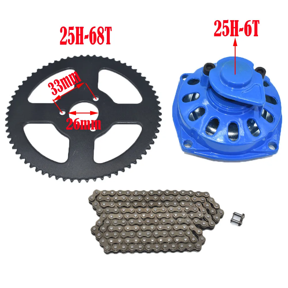 Mini Moto Drive System mini moto chain motorcycle chain sprocket 47cc 49cc 25H Chain with Gear Box And Rear Sprocket 7T Fit 49cc Mini Pocket Bike