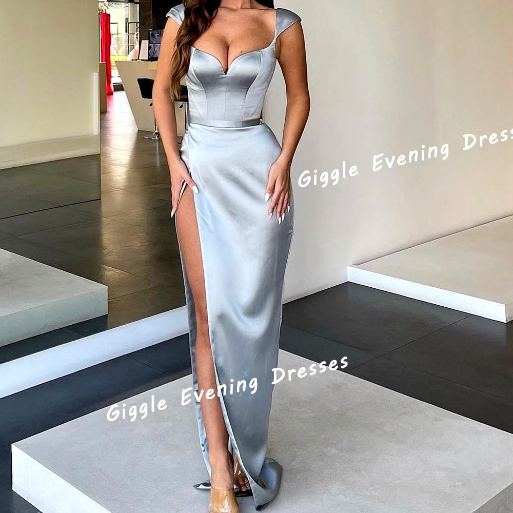 

Giggle Satin Off The Shoulder Close-Fitting Elegance Prom Gown Saudi Arab Floor-Length Slit Evening Party Dresses for Women 2024