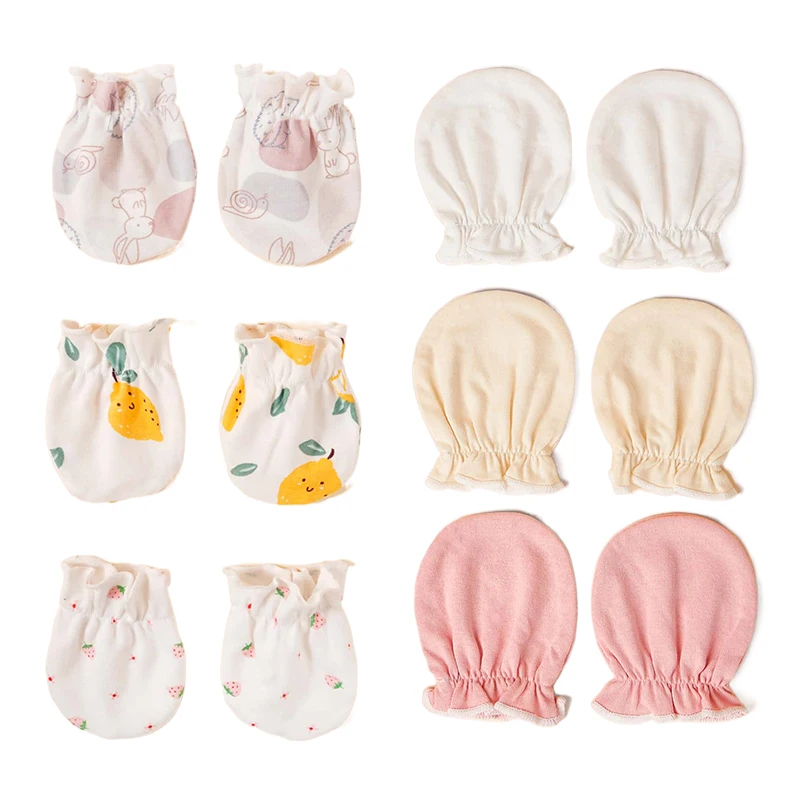 3 Pairs/Set Baby Mittens Cotton Soft Mitten Newborn Anti-eat Hand Anti-Grab Face Protect Glove 0-6M