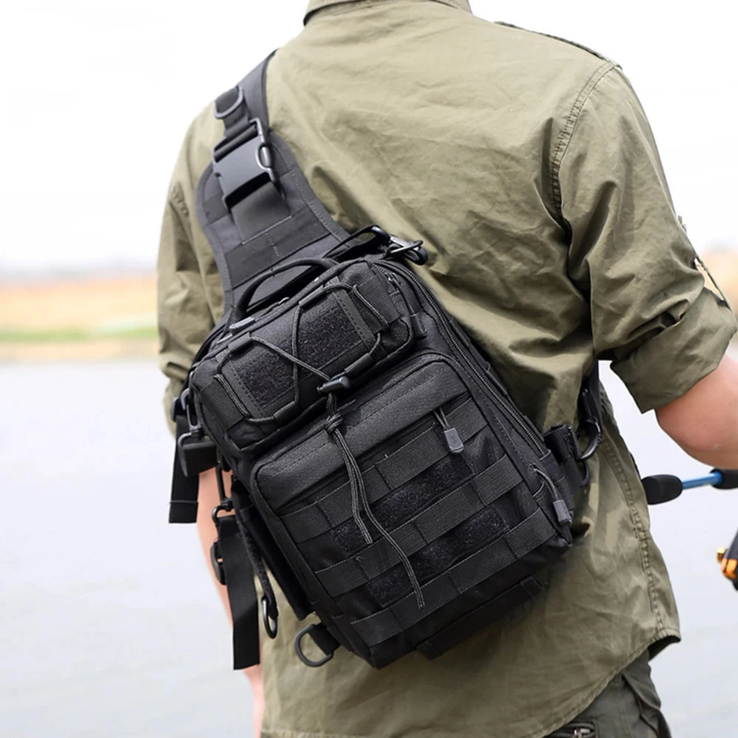 Outdoor Chest Men Fishing Tackle Multifunction Sling Single Shoulder Bags Camping Hiking Hunting Tactical Handbag