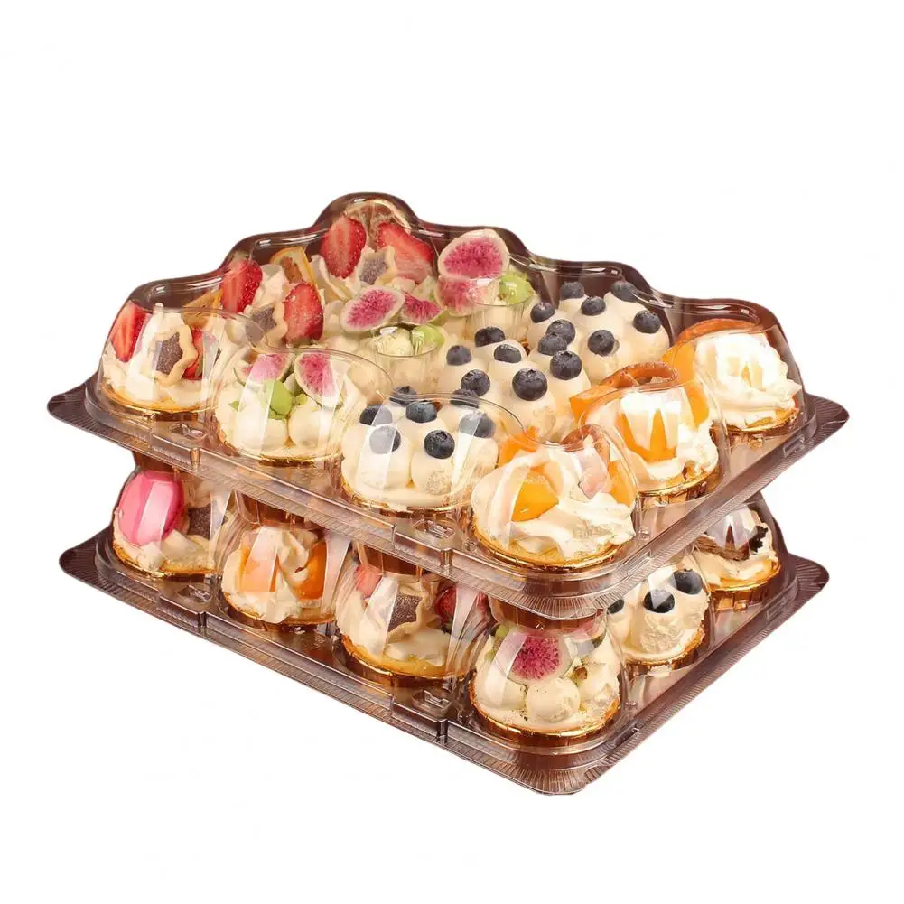 

12-cupcake Storage Container Stackable Cupcake Carrier with 12 Grids for Home Party Transparent Cupcake Box Disposable for Easy