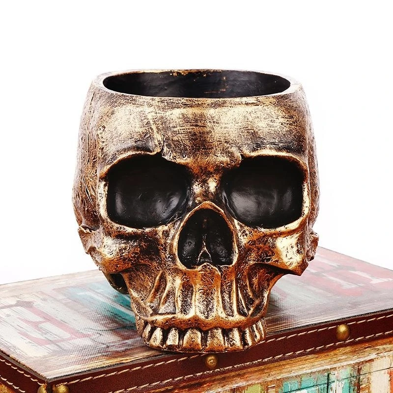 

Indoor Skeleton Head Flower Pot, Resin Plant Grass, Halloween Decoration, Creative Ornamental Flower Pot, Home Office Table