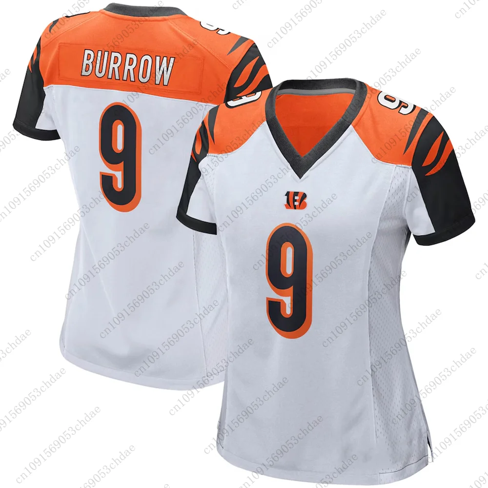 Bengals Joe Burrow Mens Rugby Jersey #9 Breathable Quickdry Outdoor Football Uniform For Adult Kids