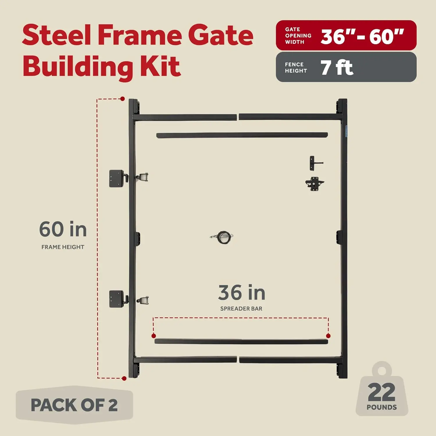Build Kit, Adjustable 60""-96"" Lockable 2 Way Gate (2 Pack) With Building Kit, 36""-60"" (2 Pack) 2