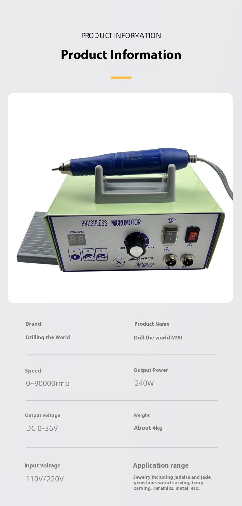High Speed 70000/90000RPM Brushless Motor Micromotor Polishing Machine with Hand