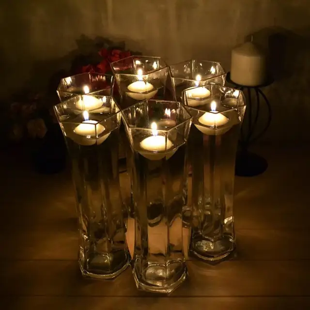10 db Tealight Gyertyák Mini Füst Nélküli Környezetbarát Villogó Valentin Vallomás Úszó Gyertya - Image 3