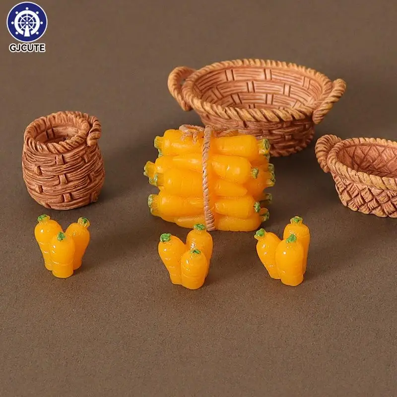 

1 Набор 1/12 корзины для кукольного домика с имитацией моркови миниатюрная плетеная корзина для хранения еды кухонное Украшение Аксессуары для кукольного домика