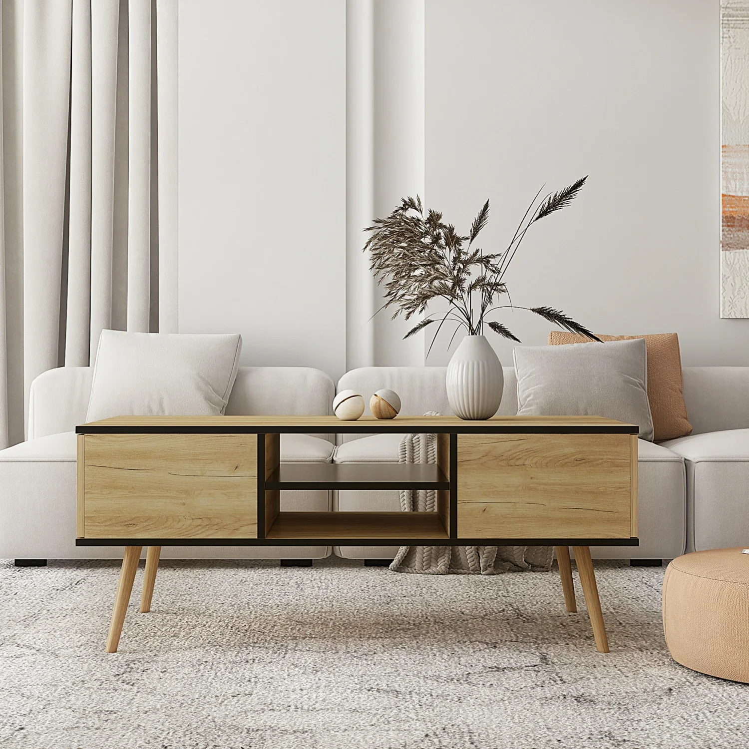 

Coffee table, computer table, solid wooden leg support,Accent Furniture Home Decor,Open Storage Shelf suitable Hidden Compartmen