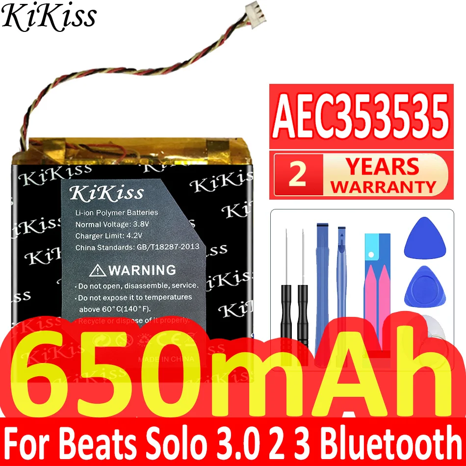 Kikiss Per Aec353535 650Mah Batteria Di Ricambio Per Beats Solo 3.0 2 3 Auricolare Bluetooth Wireless Solo2 Solo3 Solo 3.0 Strumenti