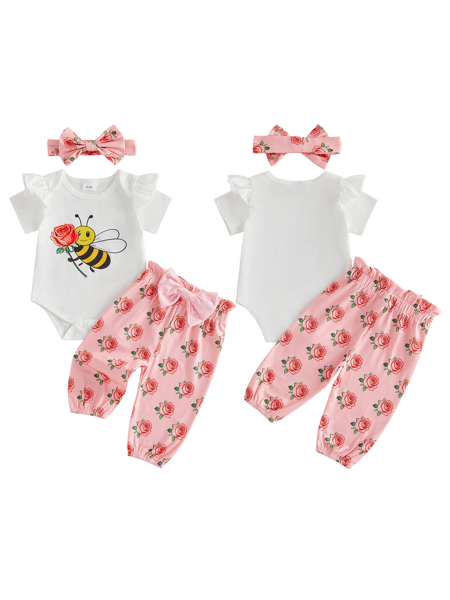 Baby Girl Romper Set w/headband 2