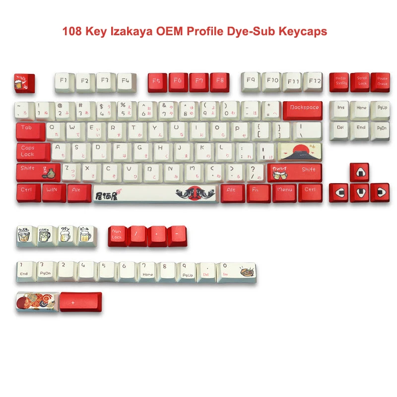 Teclas personalizadas SDYZ, 60 por ciento, adecuadas para teclados  mecánicos GK61/GK64/RK61/Anne/GH60 /ALT61, juego de 71 teclas, teclas PBT  de perfil OEM (teclas IZAKAYA)