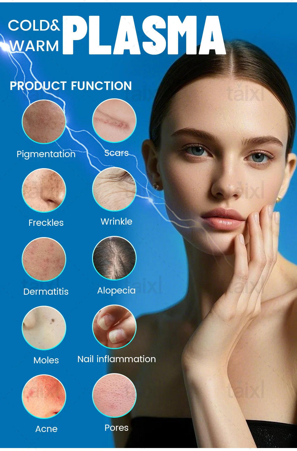 8-in-1 Kalt-Heiß-Plasma-Gerät Diamant-Stempel Ozon-Plasma-Maschine Hautverjüngung Anti-Aging Gesichtspflege Schönheitsgerät – Detail 3
